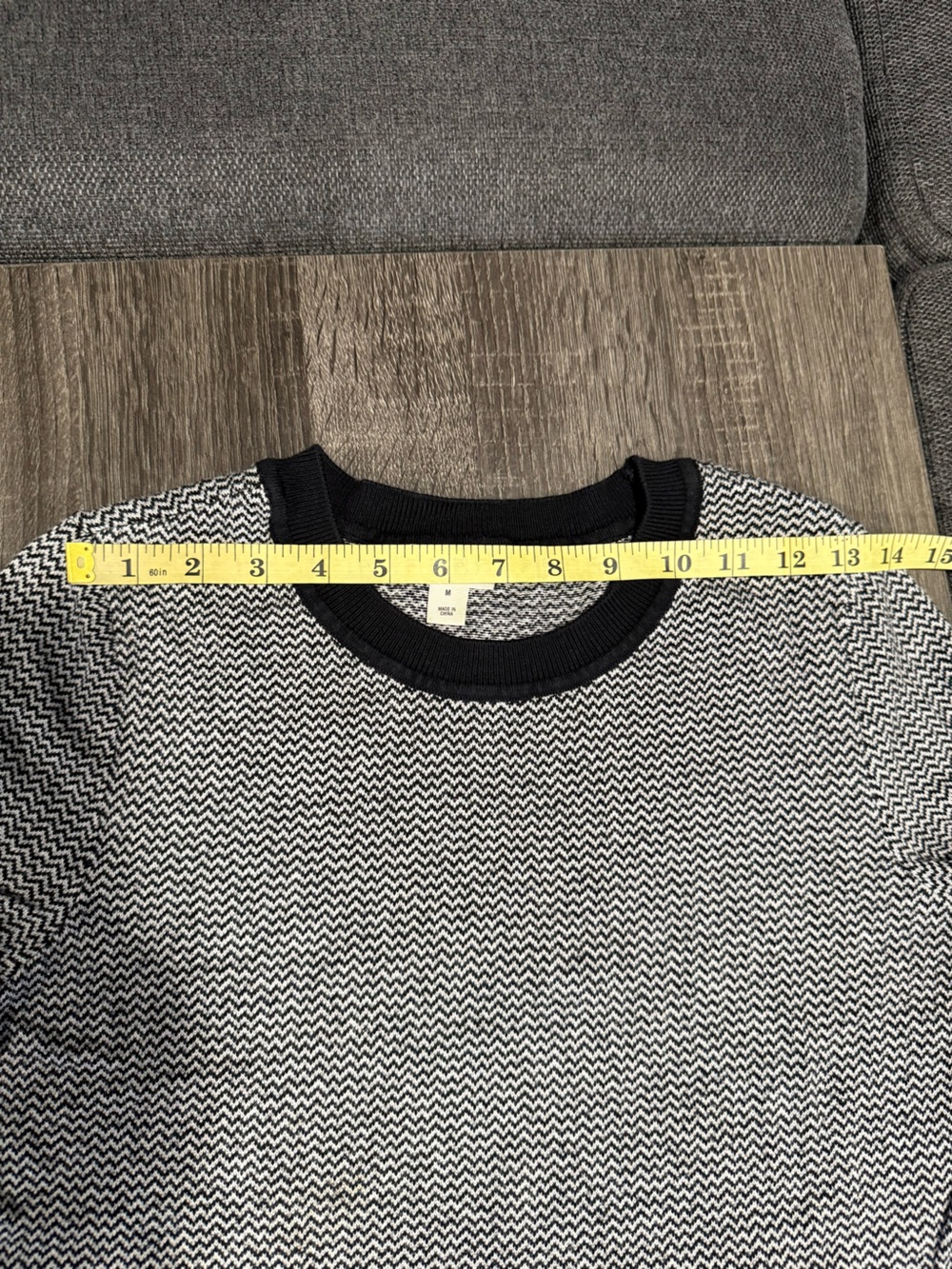 Maison Jules Black & White Chevron Knit Tee with Contrasting Trim - Picture 5 of 10